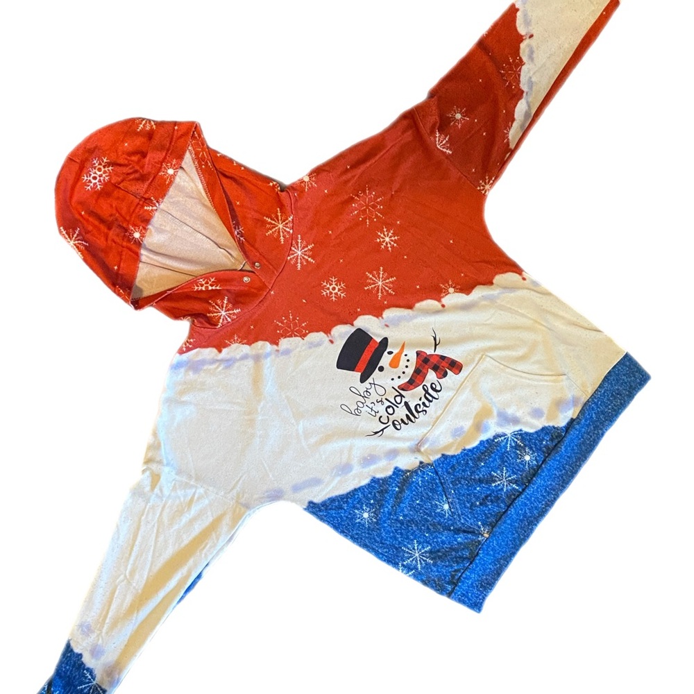 Festive Snowman Hoodie - Red, White, Blue
